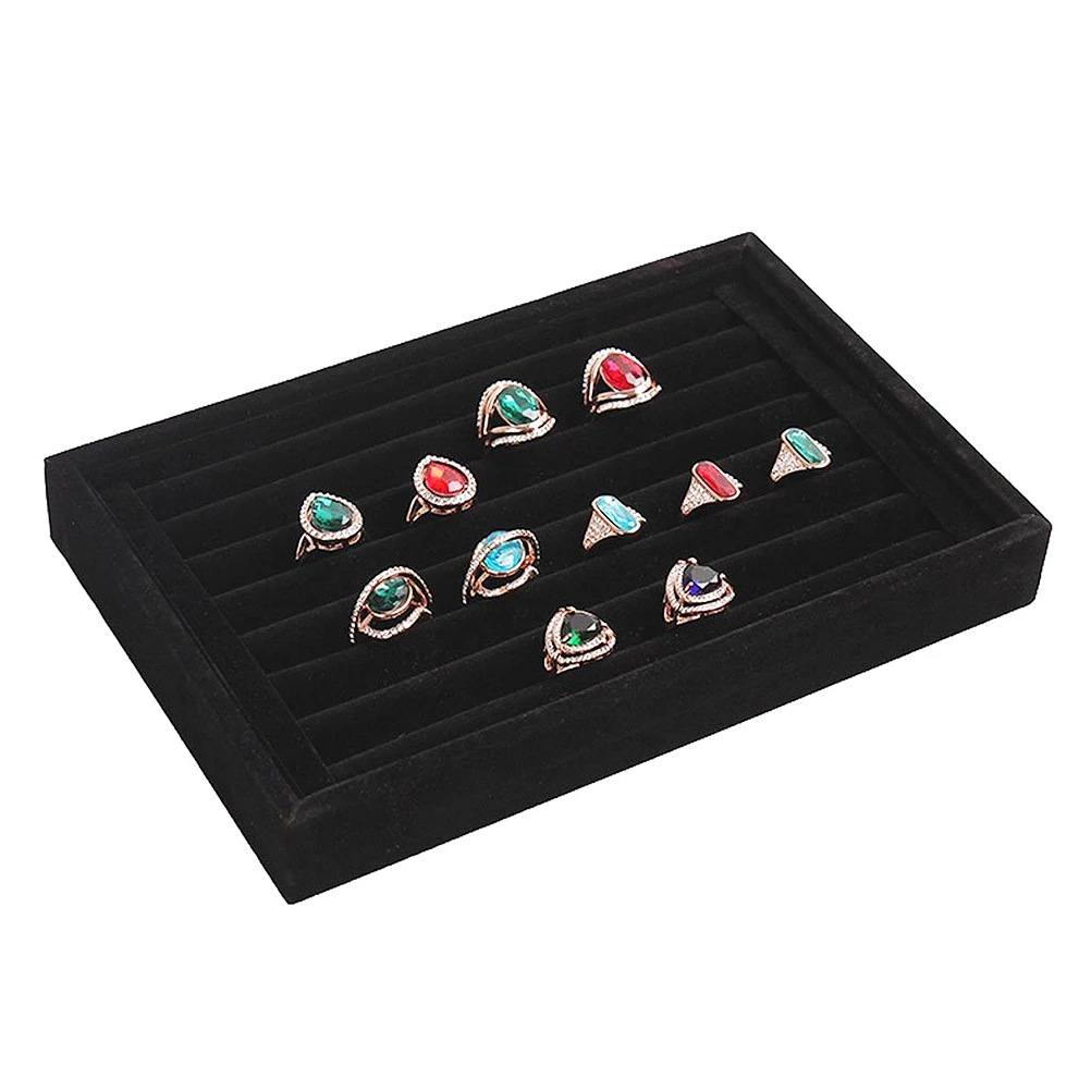 

Black Wooden Box 225x14x3cm Velvet 8 Slots Ring Earring Bracelet Wooden Jewelry Box Storage Display Case Organizer