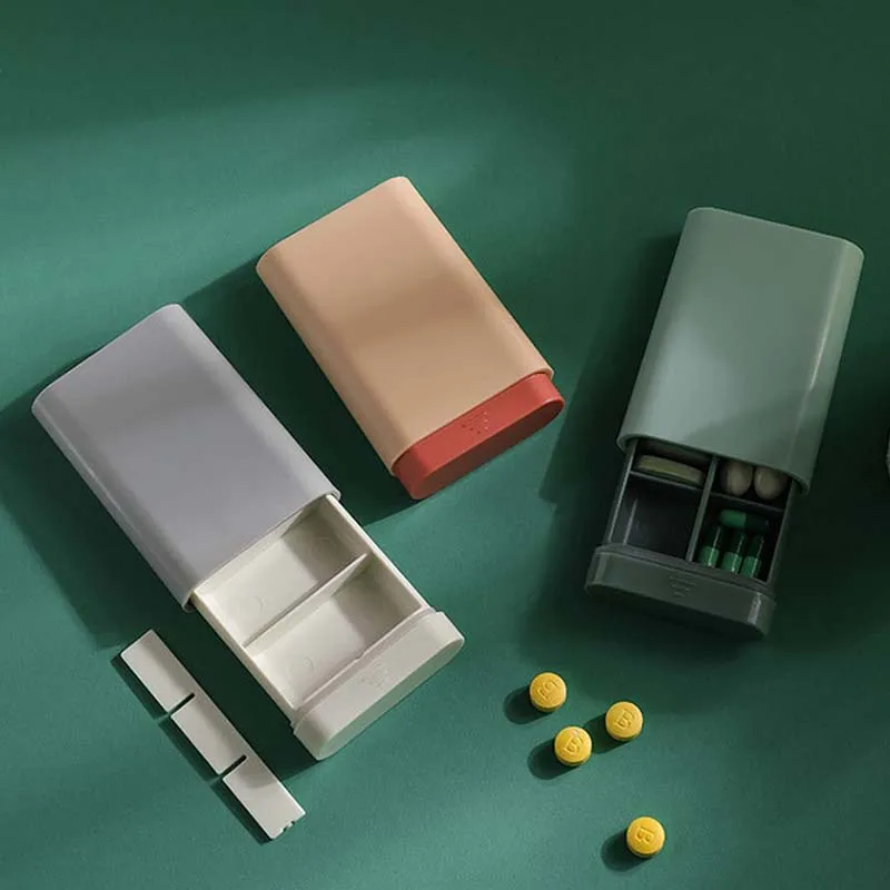 علبة حبوب منع الحمل الصغيرة المحمولة للسفر 7 أيام 6 مقصورة صندوق تخزين حبوب منع الحمل حاوية منظم كبسولات زيت السمك