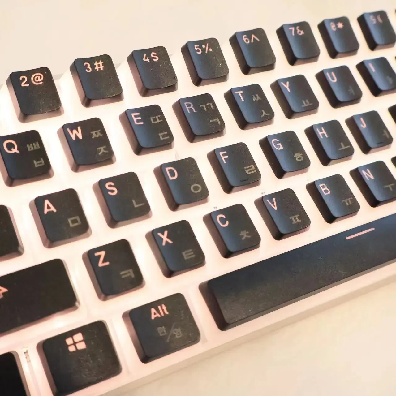 Juego de teclas transparentes coreanas PBT que brilla a través de teclas retroiluminadas perfil OEM para teclado mecánico MX Switch