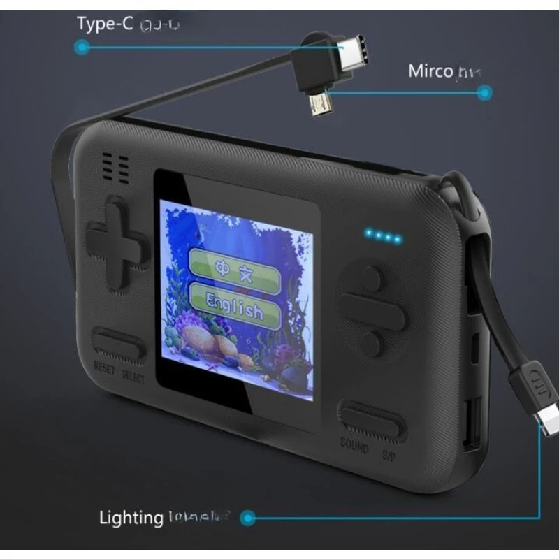 Handheld Game Console 8000mah POWER Bank 2 in 1 Fast Charger with Charge Cable Built-in Retro Nostalgic 416 Games 2.8
