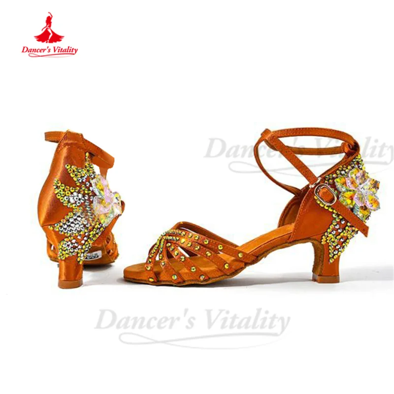 

Latin Dance Shoes Women Chacha Rumba Tango Dance Performance Shoes with Stones Girl's Waltz Ballroom Modern Social Dancing Shoes