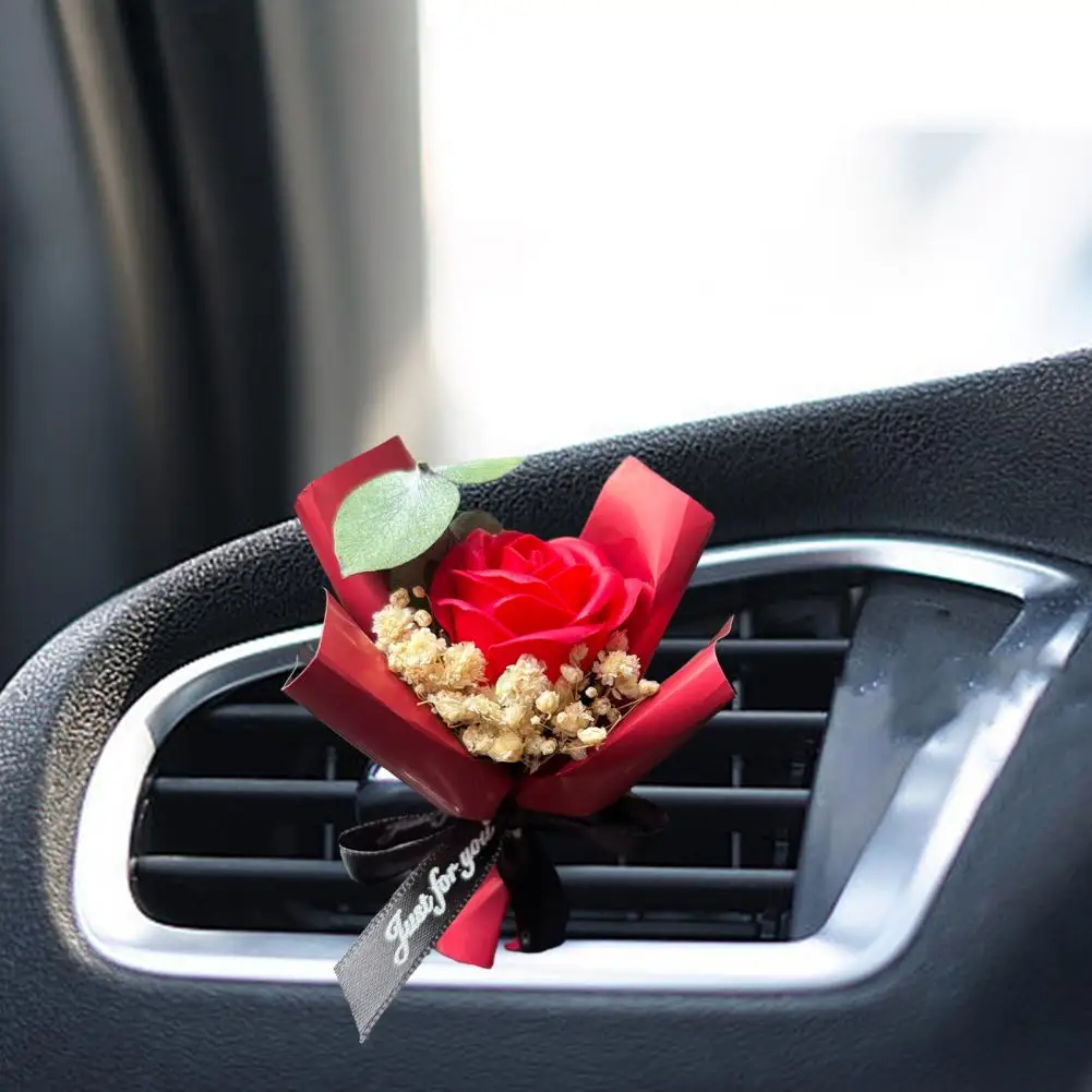 Positive Emotions Car Air Freshener Mini Dried Flower Bouquet Car Air Freshener Vent Clip for Aromatherapy Essential Oil for Car