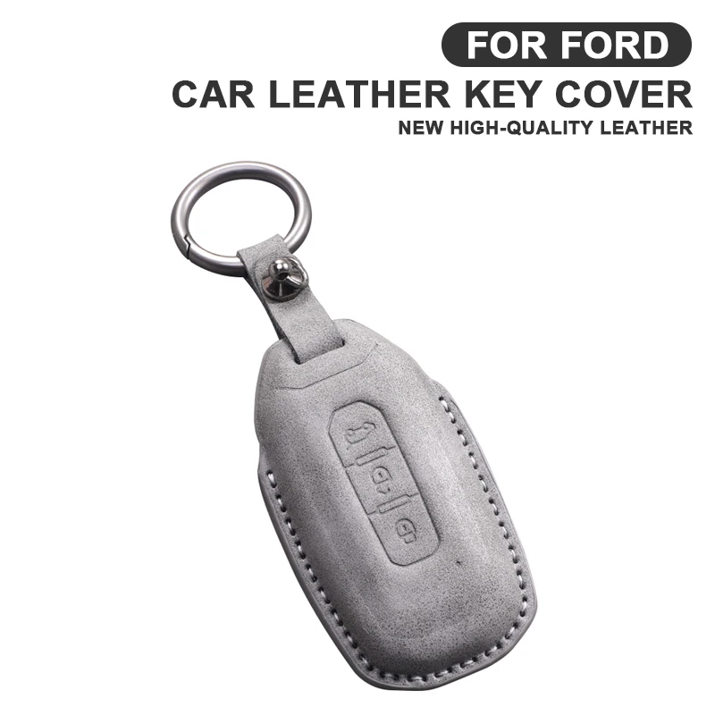 

Leather Car Smart Remote Key Cover Case Bag Holder For Ford Territory EV Car Key Protector Shell Fob Keychain Auto Accessories