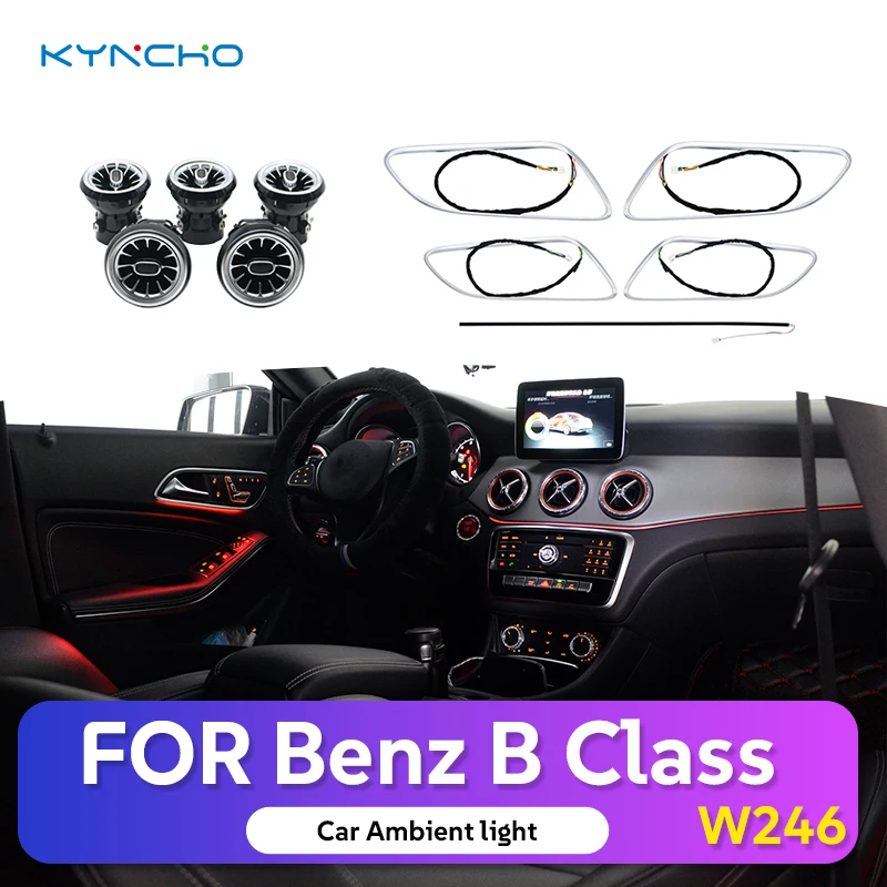 KYNCHO LED Car Ambient Light Kit for BENZ B CLASS W246 64 Colors RGB Bluetooth App Control Symphony Auto Interior Lighting