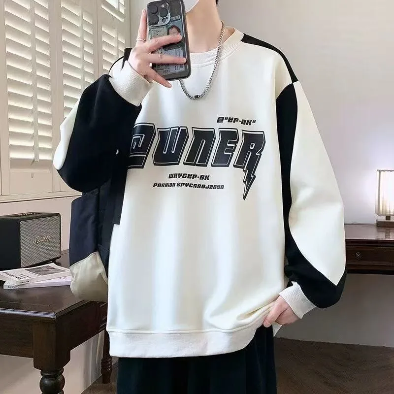 

Мужская толстовка оверсайз с капюшоном, с буквенным принтом, модная, новая, плотная, весна-осень, в гонконгском стиле, повседневная одежда