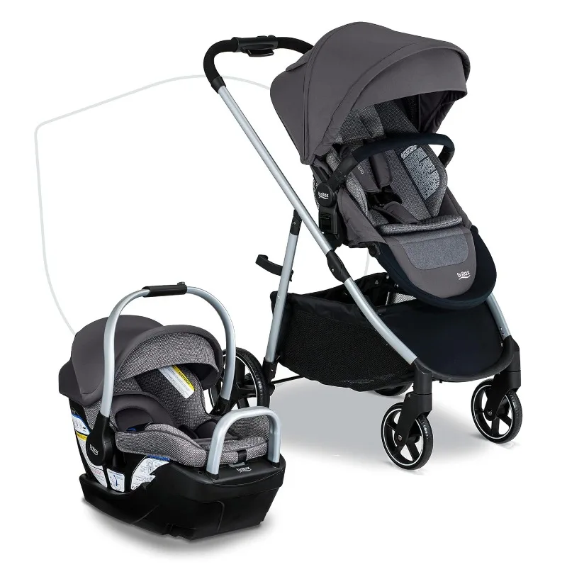 Infant Travel System, Infant Car Seat and Stroller Combo with Alpine Base, ClickTight Technology, SafeWash, Pindot Stone