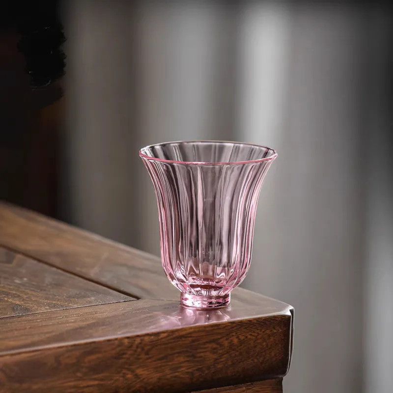 Japanese-style small teacup, heat-resistant glass, transparent tea cup, pink lady's master cup, fragrant cup, household