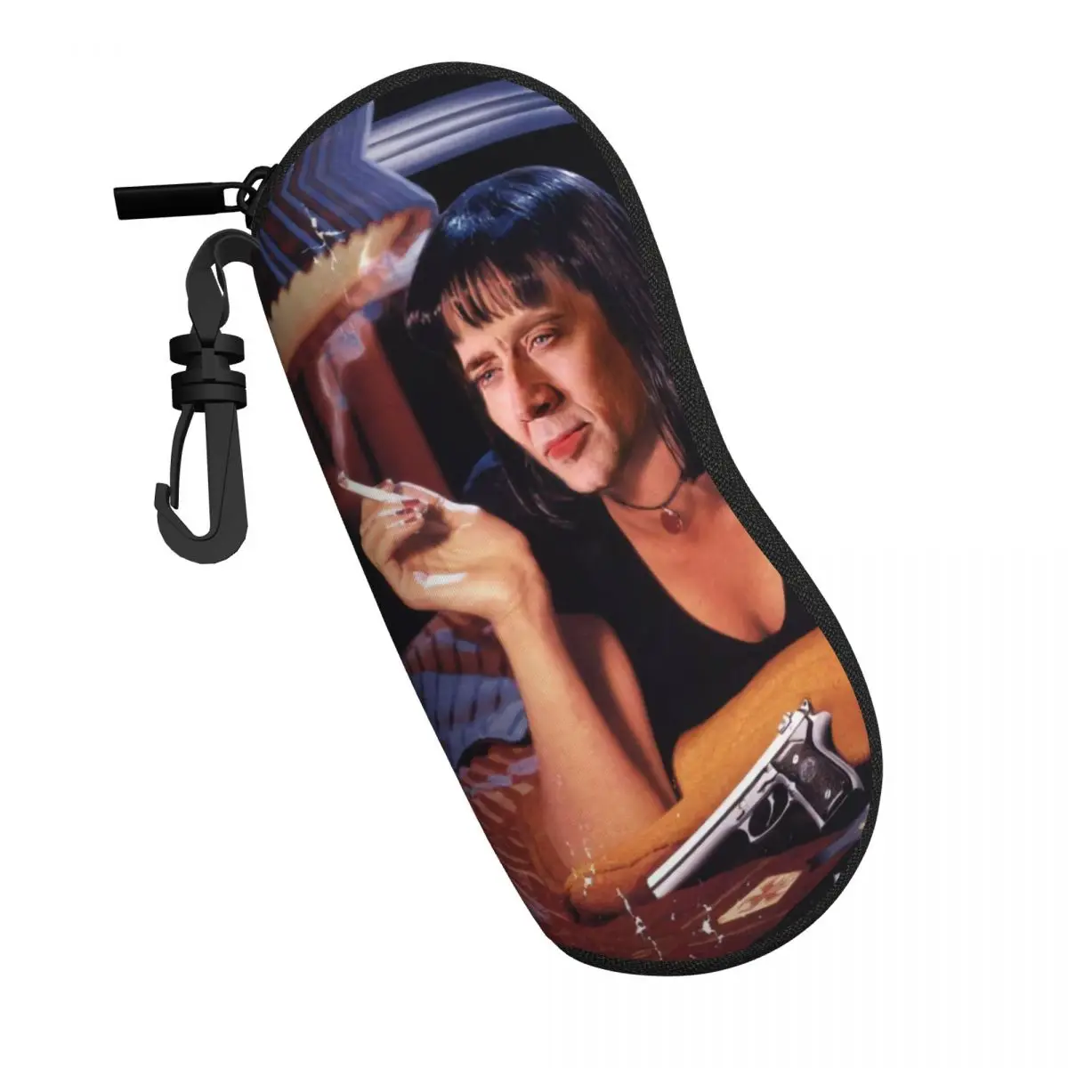 Custom Nicolas Cage Pulp Fiction Meme Sunglasses Soft Case Neoprene Zipper Shell Eyeglass Case Protective Box For Glasses