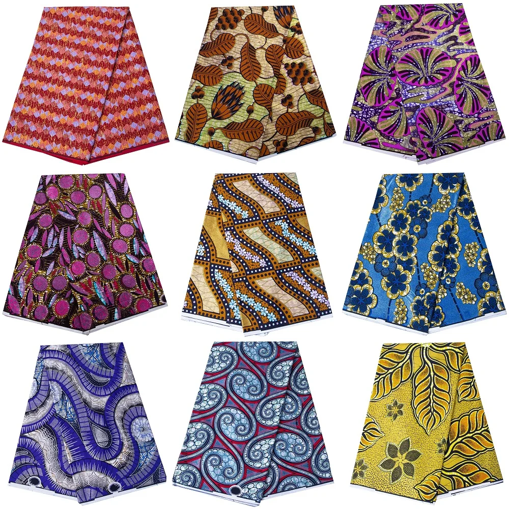 

African Real Wax Fabric Cotton Wax Print Batik Soft Pagne Nigeria Ankara Wax Geometric Printing Pattern Fabric Tissus Couture