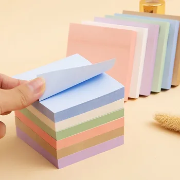 100 yaprak 76*76mm saf renk kağıt hatırlatıcı notluk yapışkan notlar imi noktası It Marker Memo Sticker ofis okul malzemeleri notebooklar