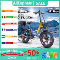 Ridstar MN20 Electric Bike 1000W Motor 48V20AH Lithium Battery City 20*4.0 inch Fat shooting e-Bike Snow Electric Bike