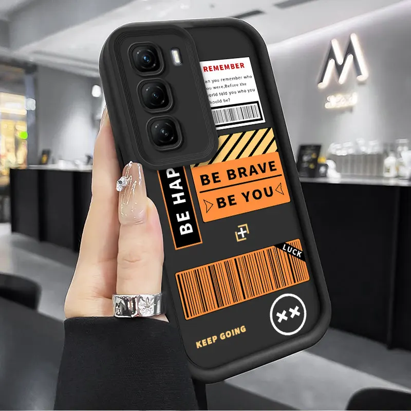 Phone Case For Infinix Hot 60 Pro Plus 4G /Hot 60i 60 5G Hot60Pro+ Trendy Label splicing Soft Silicone Shockproof Protect Cover