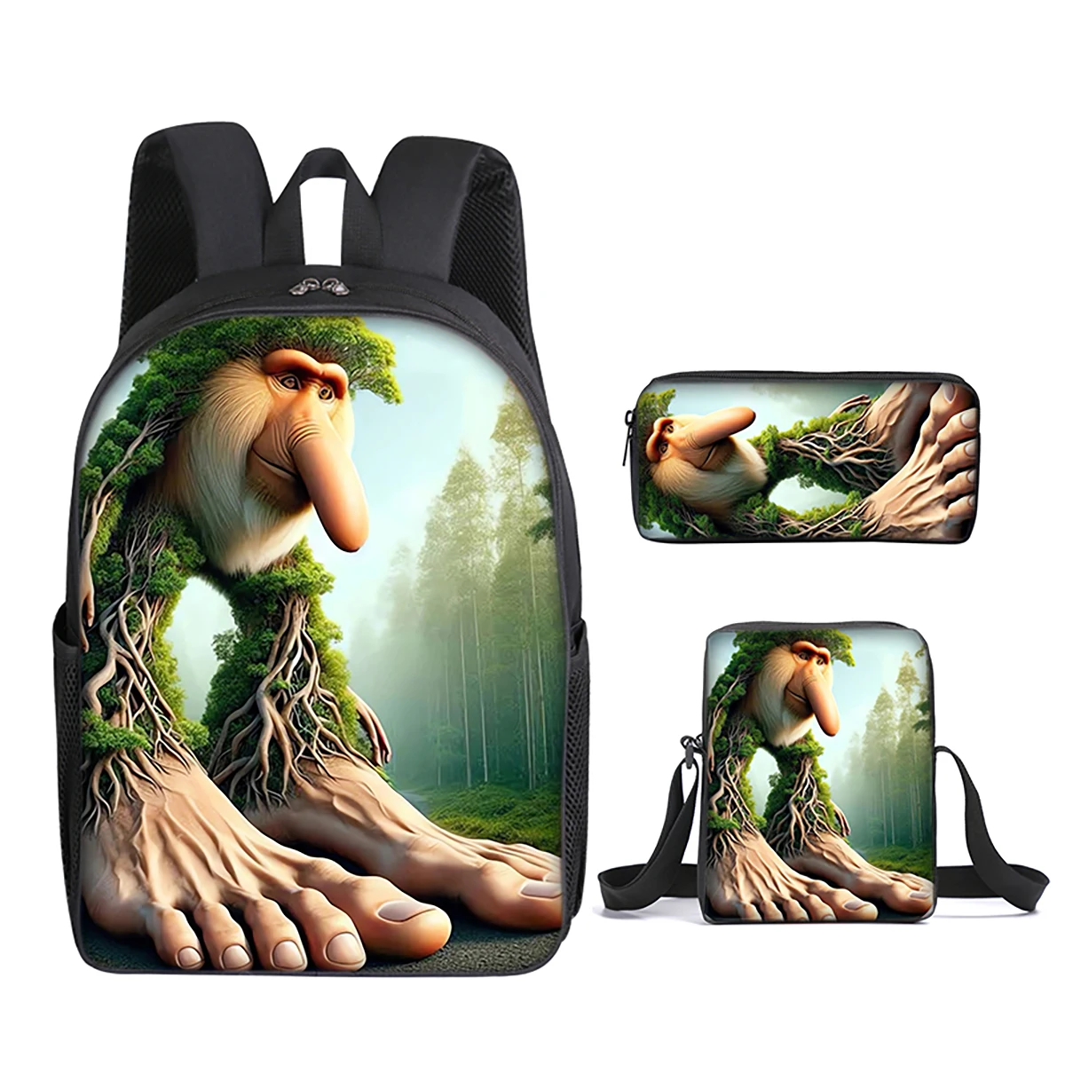 Italian Brainrot 3Pcs/Set Backpack With Messenger Bags ,Pencil Bags For Boy/Girls Best Gift 3D Cartoon Student School Bags