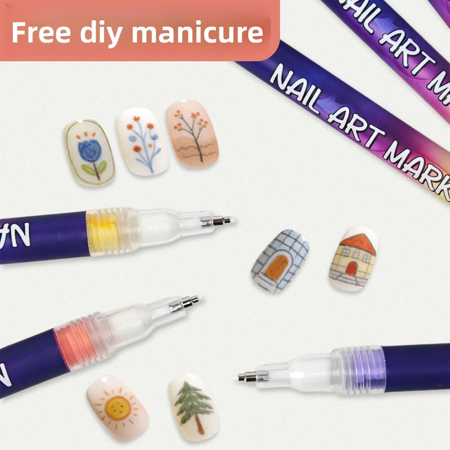 12 Color Nail Art Markers Set Customised Specialised Needle Tube Hand-Drawn Outline Paint Pens for Professional And Home Use