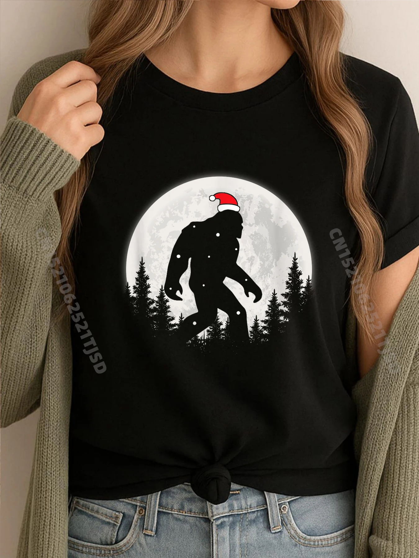 

Bigfoot Rock Roll Sasquatch Christmas Believe Черная футболка Осенняя мужская дизайнерская одежда