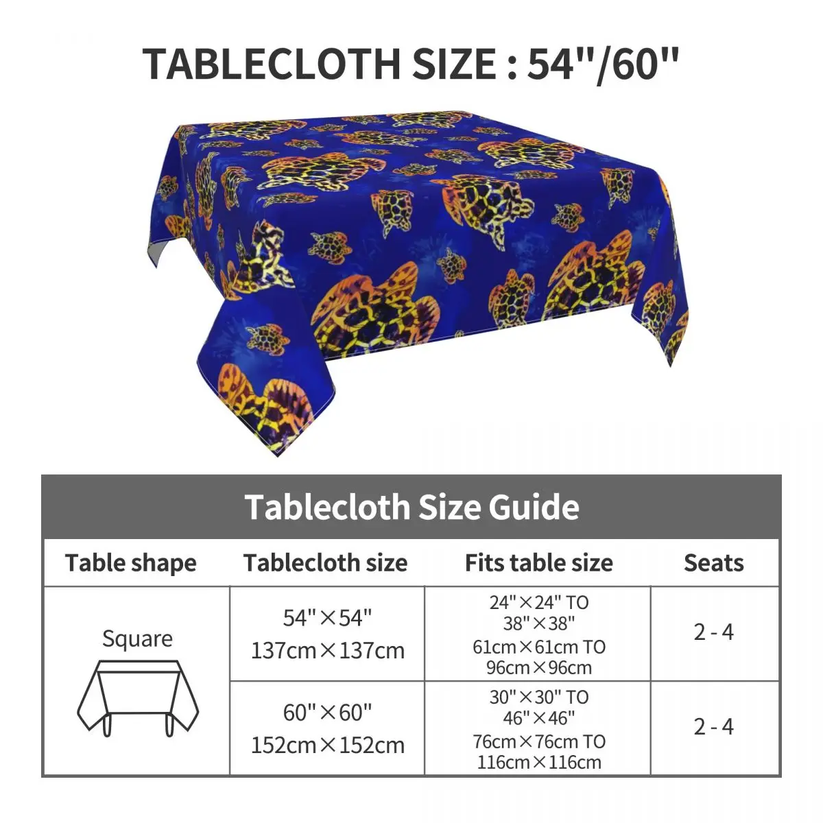 Tablecloth Sea Turtles Batik Table Cloth African Art Funny Tablecloths Outdoor Table Cover Events Dining Tables Table Decoration