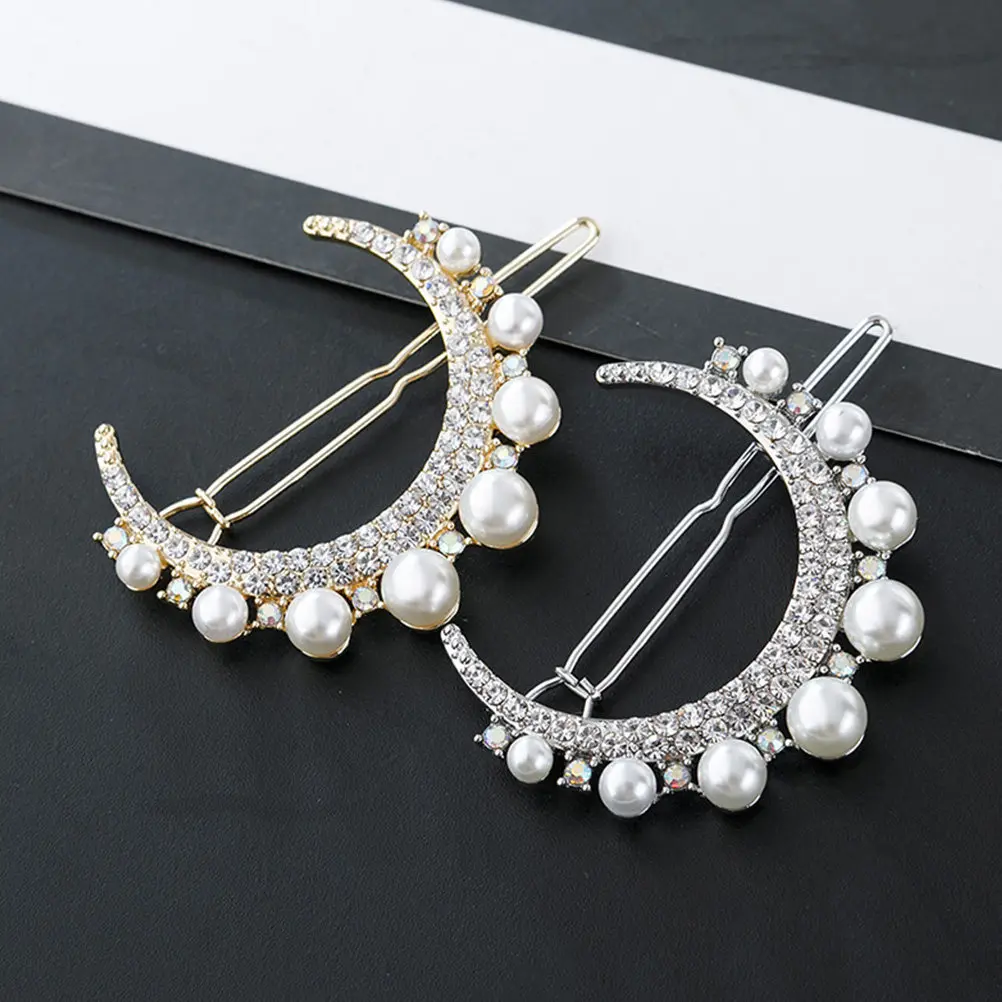 

2Pcs Rhinestone Pearl Clips Lightweight Bobby Pins Hair Jewelry Accessories for Women Girls Elegant Hairstyles Party