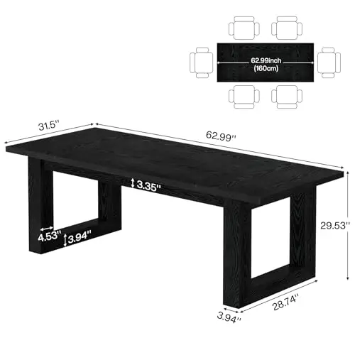 Conference Table, Modern Meeting Table, 5 ft Wood Conference Room Table, Large Rectangular Business Furniture Seminar
