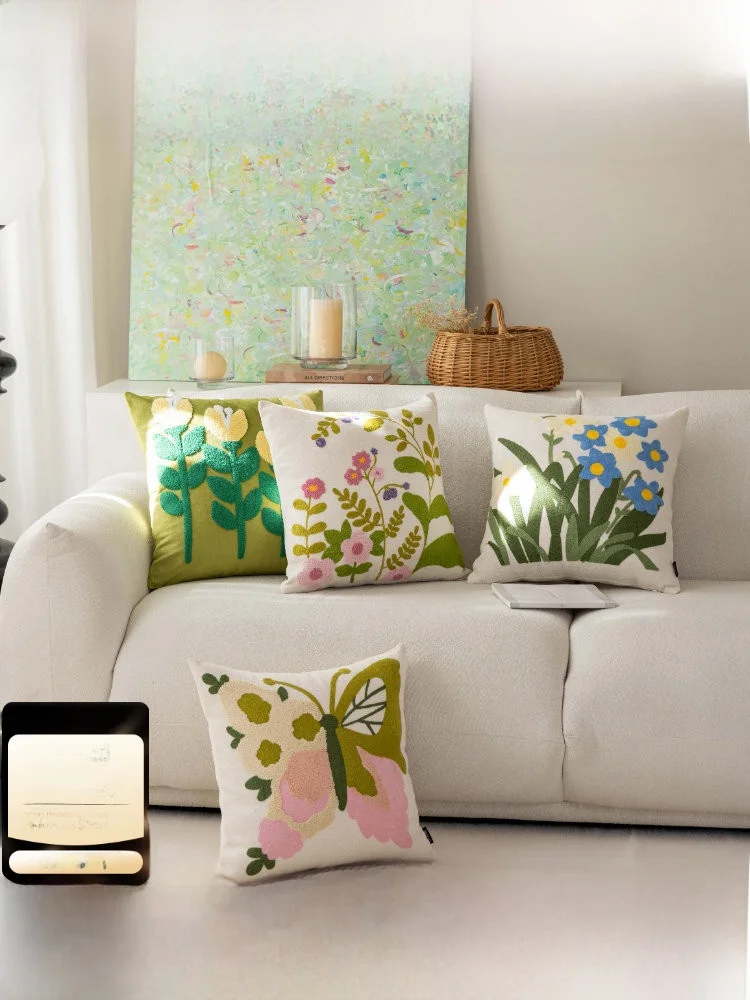 Rustic Style Embroidered Pillow Home Decorative Sofa Pillow Window  Pillow Bedroom Pillow Mercury Home Textile