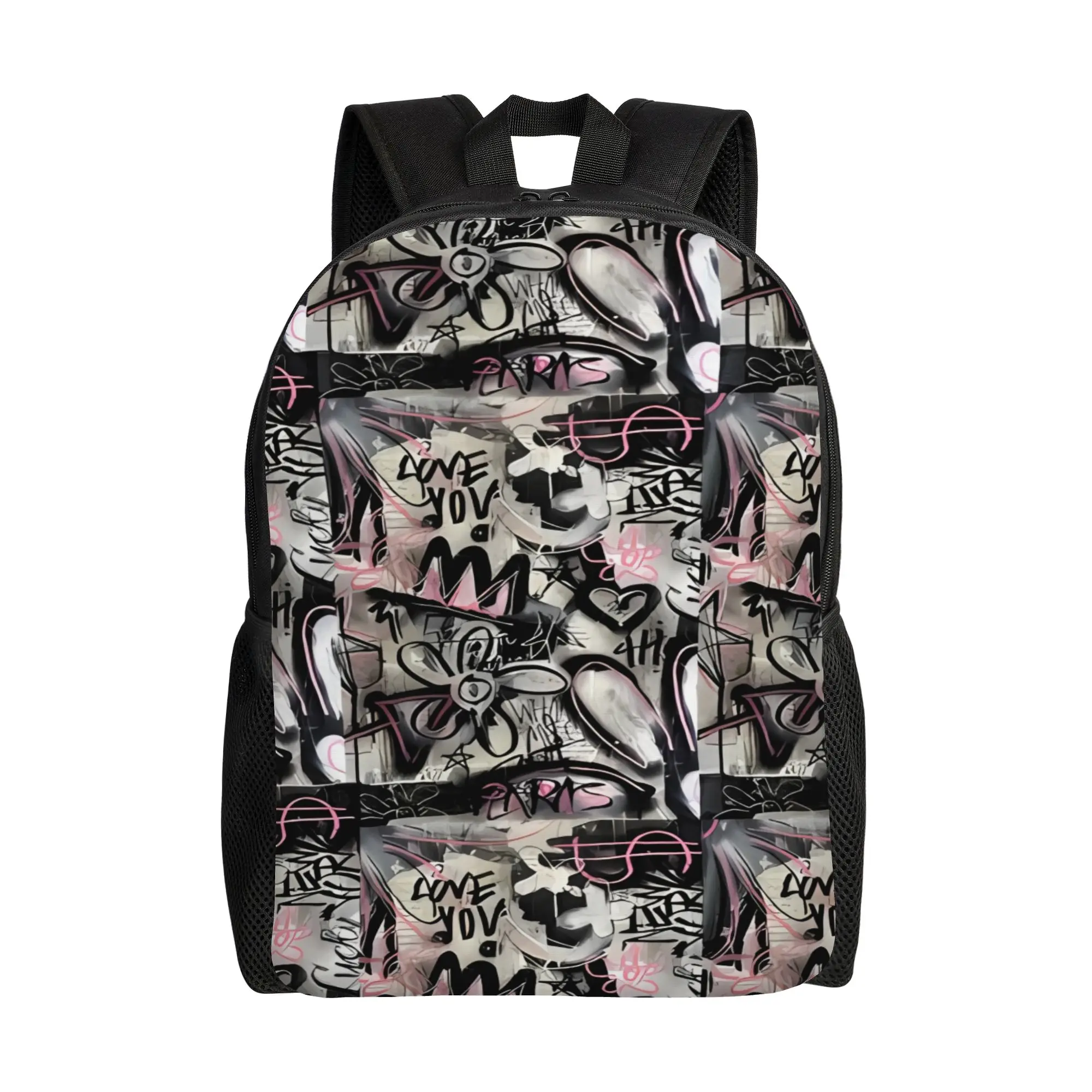 Graffiti Mono Grunge Cartoon Backpack  Travel Backpacks Boy Cool School Bags Design Breathable Rucksack
