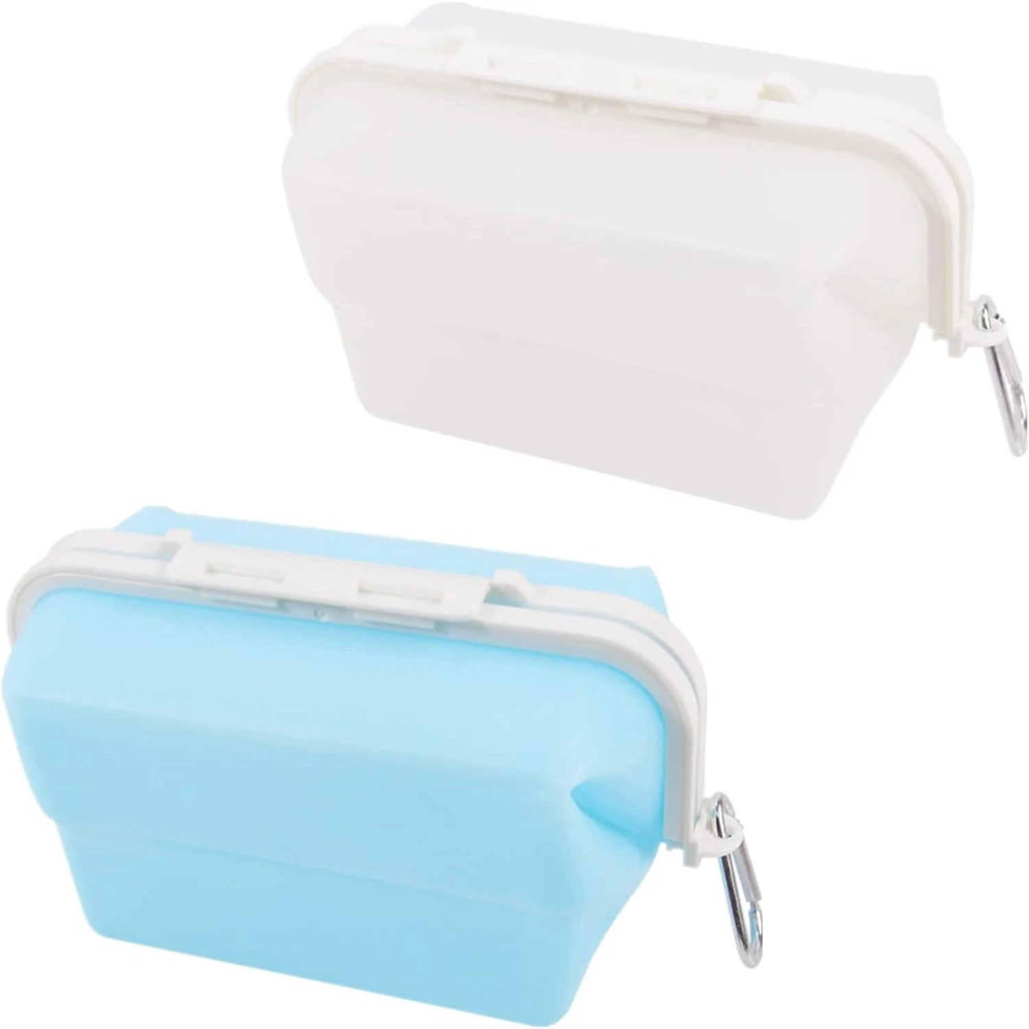 Portable, Foldable, and Reusable Silicone Collapsible Food Storage Bags - Set of 2 - 50oz, 1500ml Capacity - Freezer Bags with H