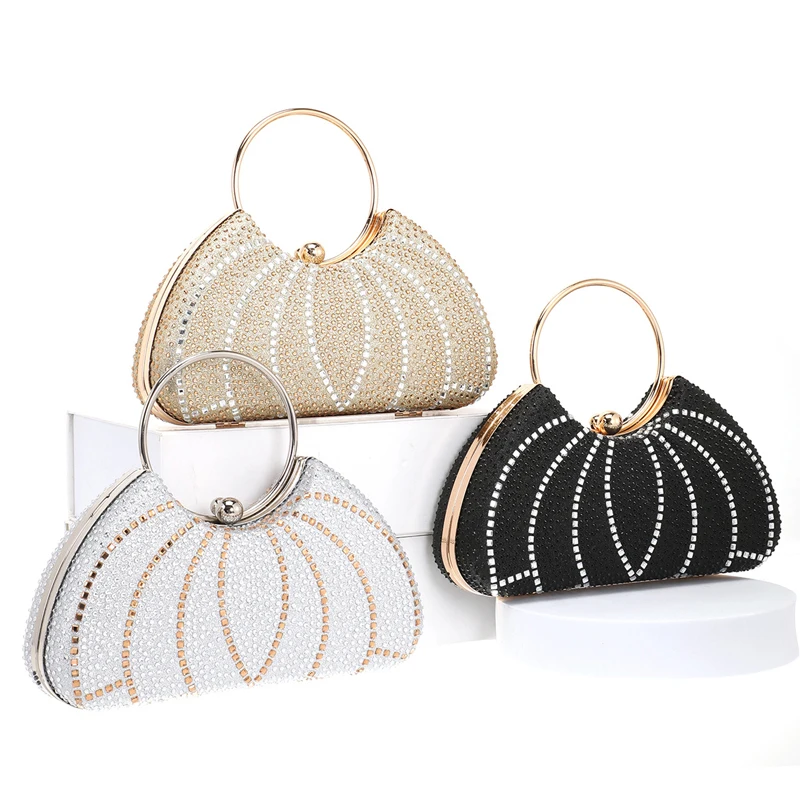 

Роскошная блестящая женская вечерняя сумка с бриллиантами, сверкающие стразы, сумки, клатч с круглой ручкой, элегантная сумка для свадебной вечеринки