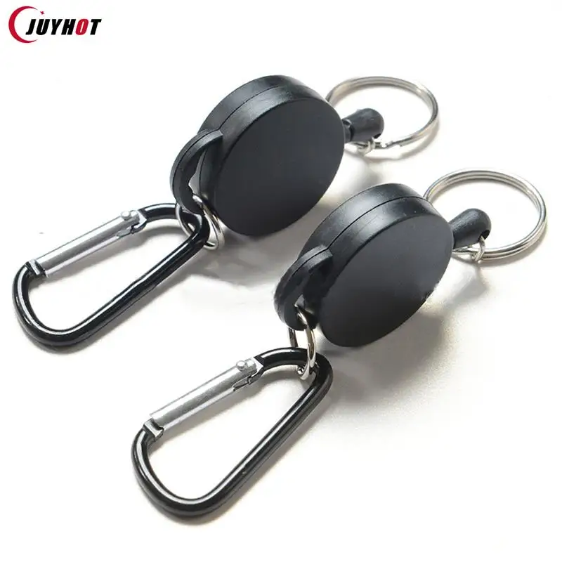 2023 Resilience Steel Wire Rope Elastic Keychain Sport Retractable Alarm Key Chain Anti-Lost Telescopic Key Ring Trinket