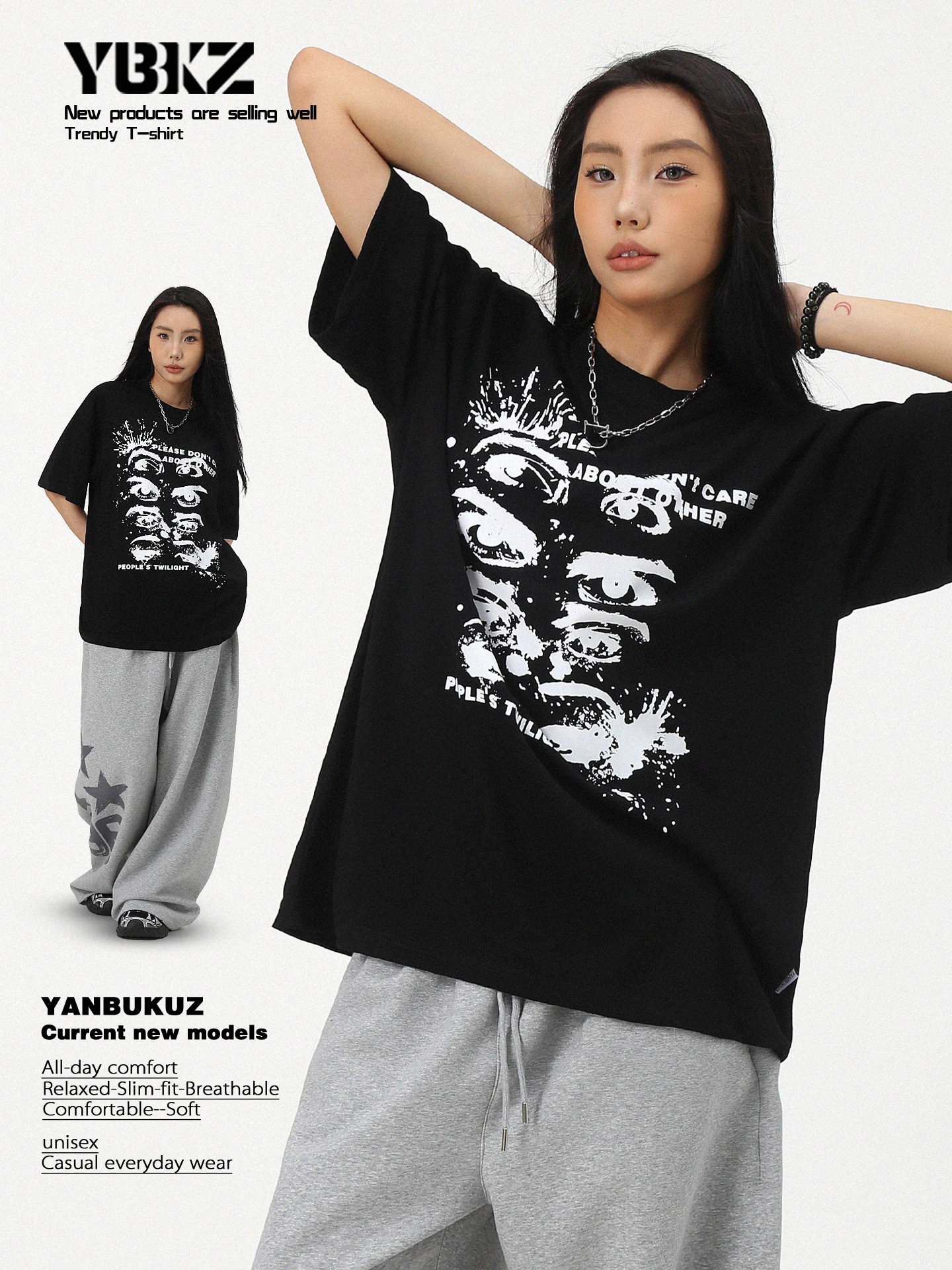 Streetwear Brand With Eye - Kaus Wanita Gaya Tari Jalanan Atasan