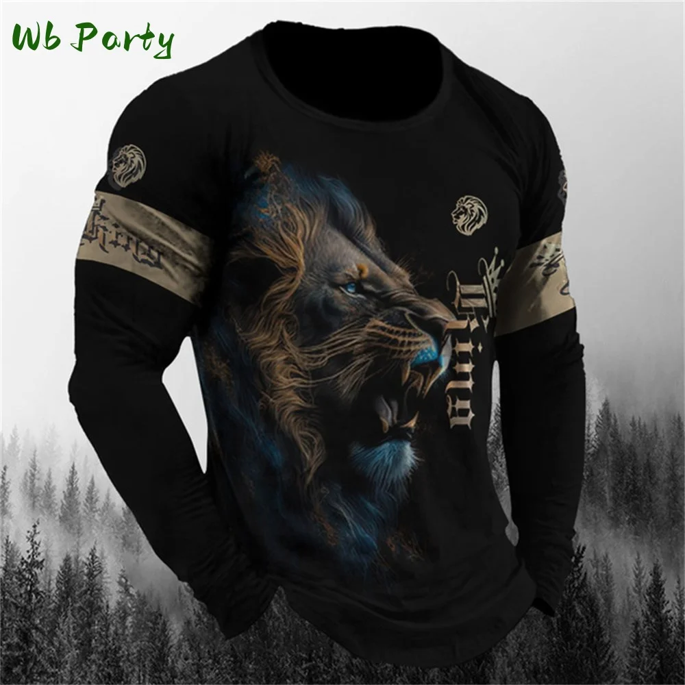 

Винтажная мужская футболка с длинным рукавом, рубашка с животным принтом, одежда с животным узором, уличная одежда, топ с рукавами, модный мужской длинный рукав