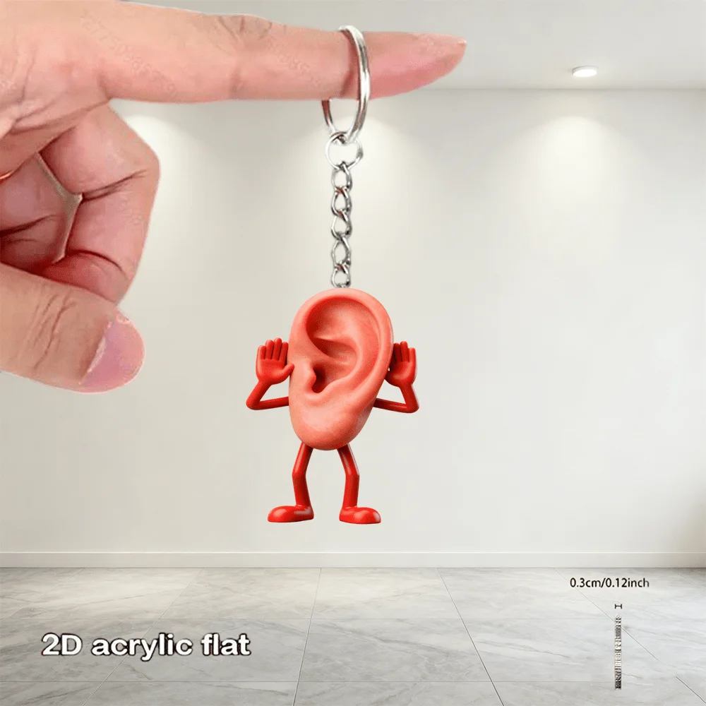 2D Fun Ears Acrylic Keychain Car Decoration Pendant Backpack Accessory Perfect As a Gift for Art Lovers Partners Relatives