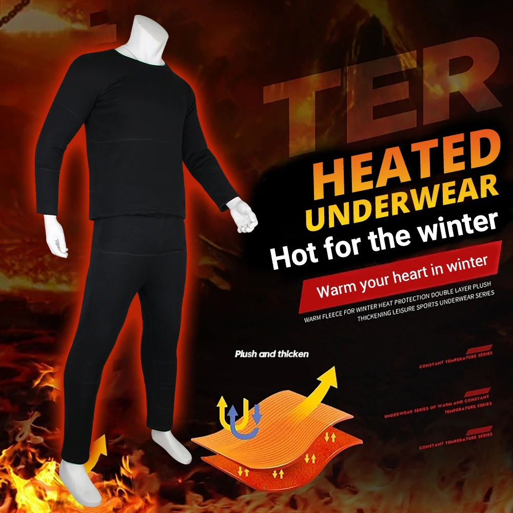 Winter Thermal Heated Underwear Men Vest Heated Jacket  USB Electric Heating Clothing Men's Ski Suit Moto Autumn Pants