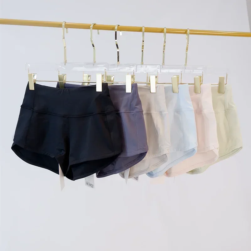 Shorts esportivos de cintura média forrado com bolsos, cordão leve, secagem rápida, corrida, 2,5"