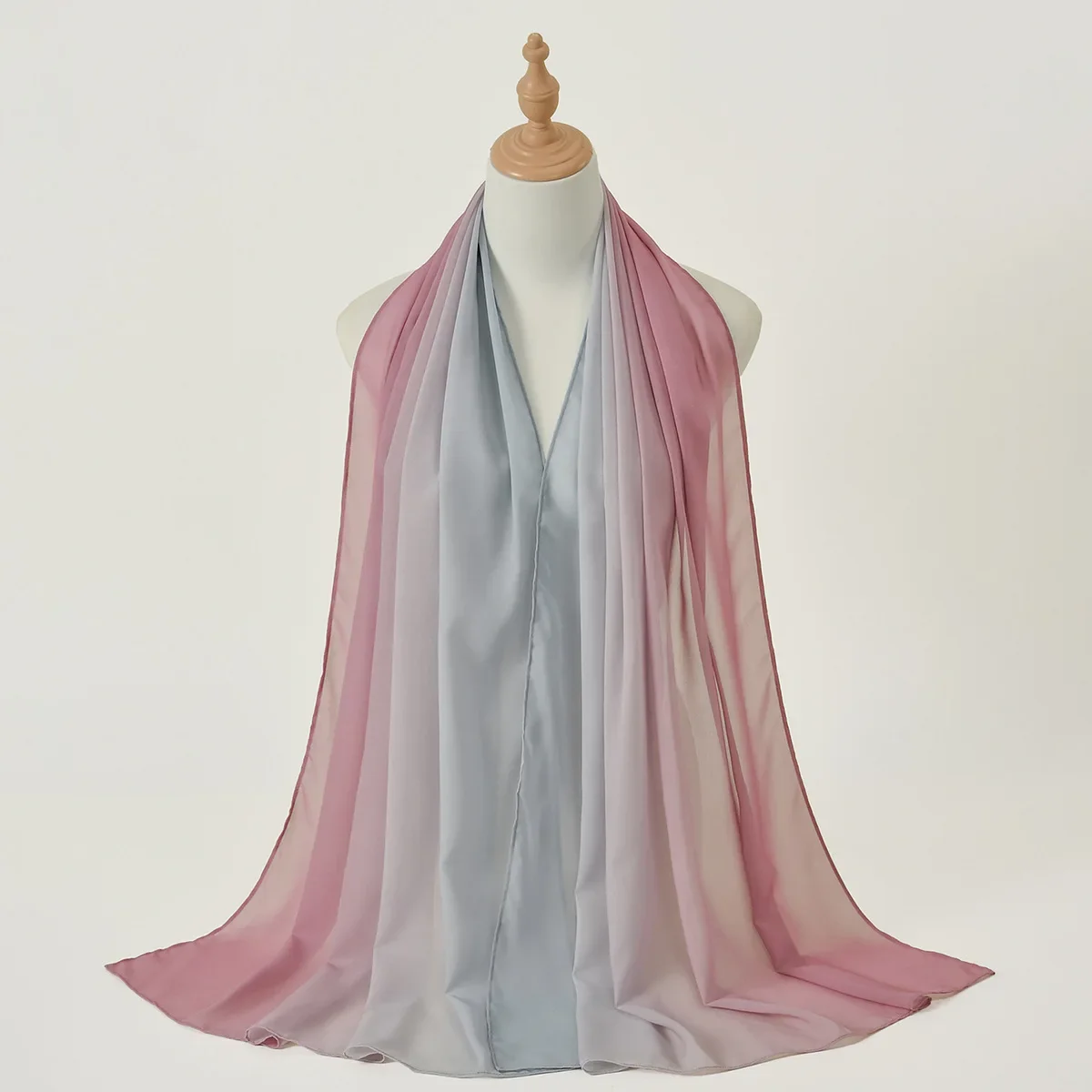 

Летний женский градиентный шифоновый шарф-хиджаб, длинная шаль, глушитель, высокое качество, модная мусульманская повязка на голову, шейный платок Bufanda 180*70 см