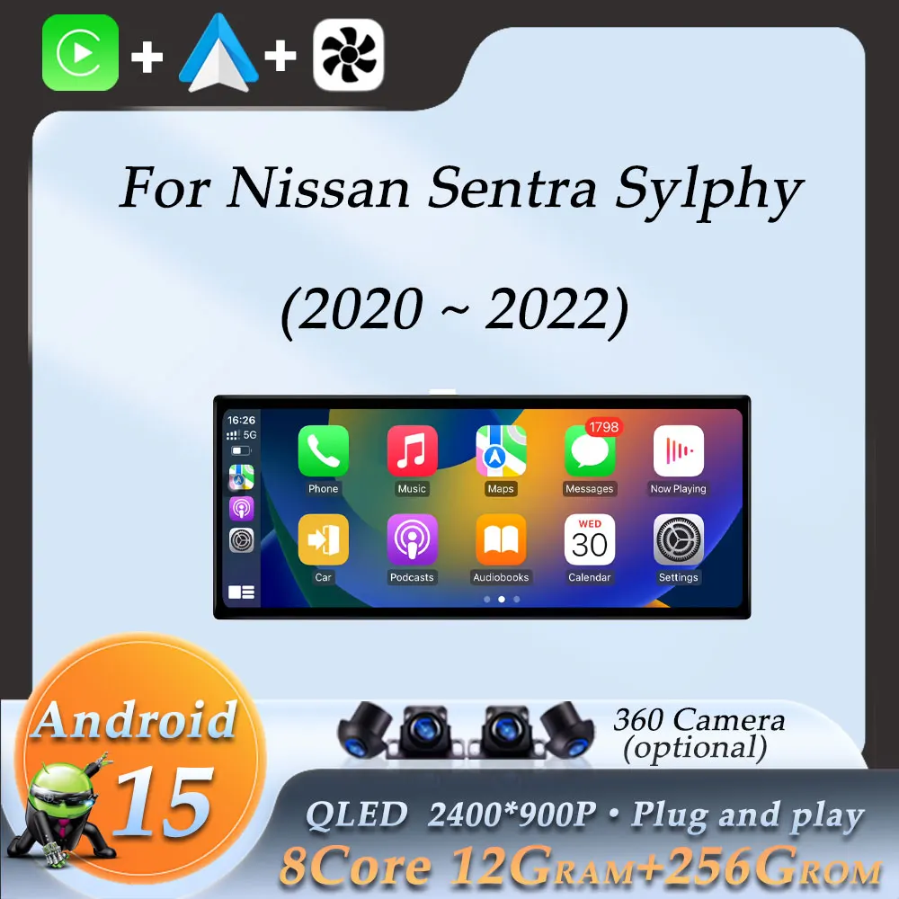 Wireless CarPlay GPS Navigation for Nissan Sentra Sylphy 2020 - 2022 Car Radio Audio Video Multimedia Player DSP Stereo BT WiFi
