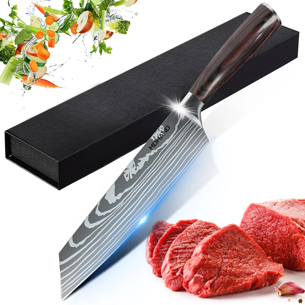 

Utility Knife Ultra Sharp Japanese Stainless Steel Chef's Kitchen Cooking Tools Pakka Wood Handle Christmas Gift Box