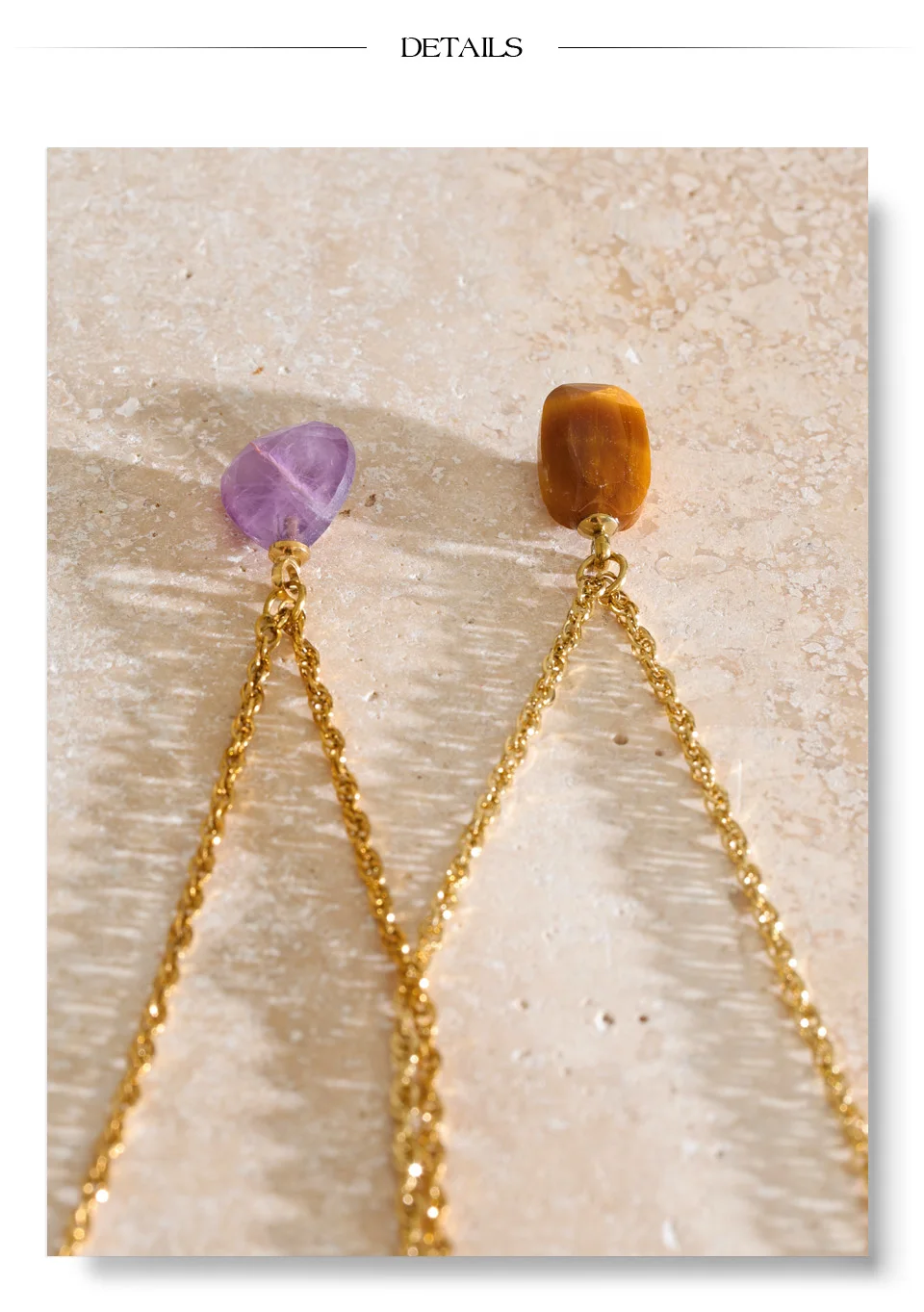 Yhpup New Arrivals Natural Stone Rectangle Triangle Necklace Pendant Exclusive