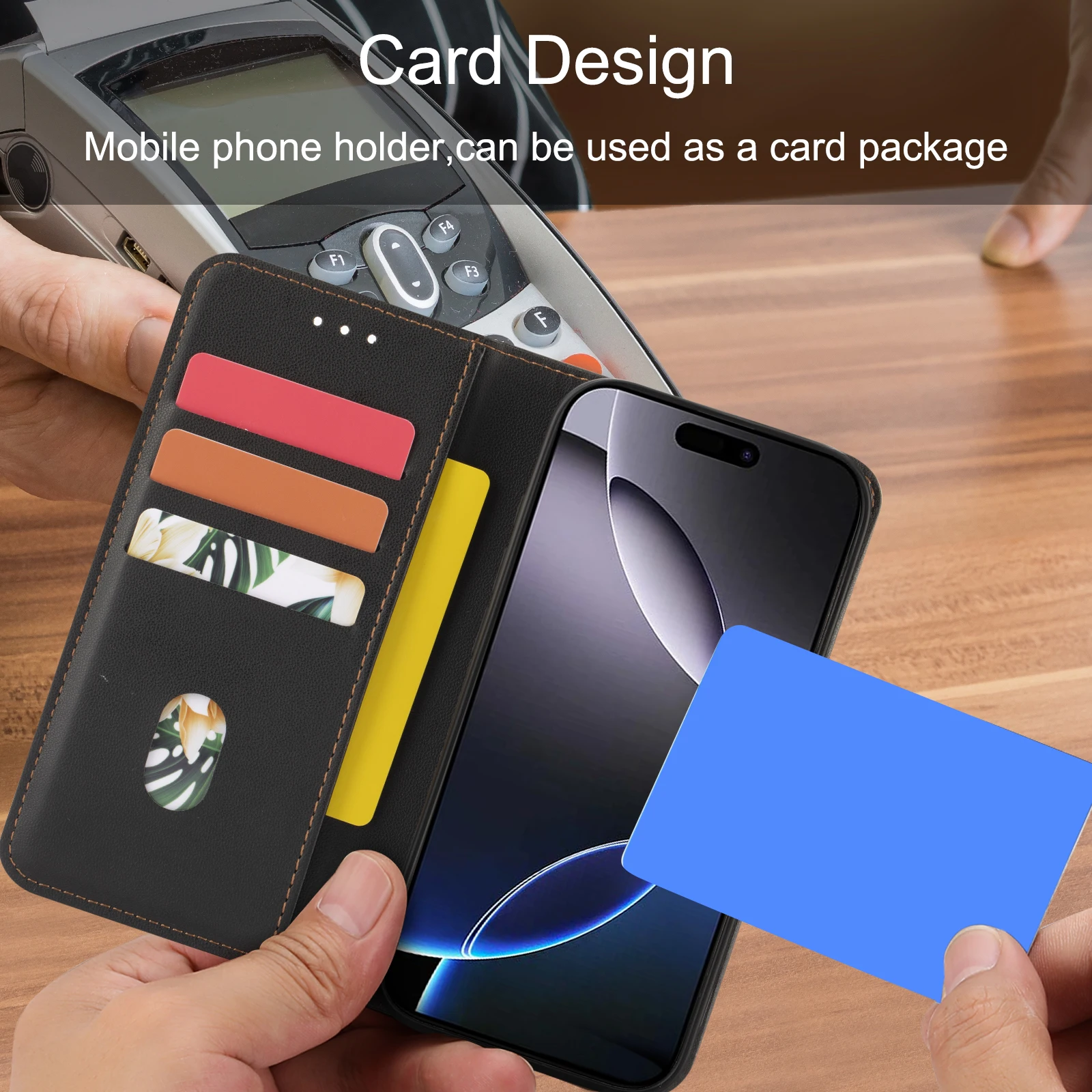 Flip Wallet Schutzhülle für iPhone 17Pro Max/16/15/14/13/12/11Promax Xs/Max Xr 7/8 Se2022 Handyhülle Einfach und Stilvoll mit Kartenfach Kunstleder Schutzcover – Detail 10