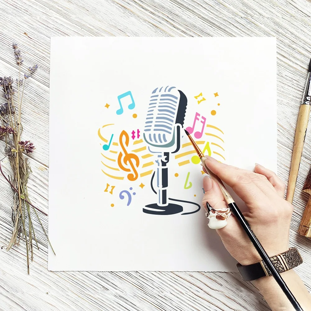 Music Note Stencils with Brush for Creative Art