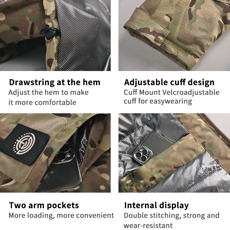 HAN WILD Tactical Jackets Winter Man Heat Reflective Combat Jackets Warmth Hooded Hunting Jacket Men Hiking Jackets Warm