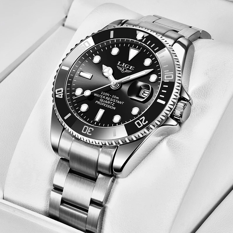 

LIGE Top Luxury Watches For Men Fashion 30M Waterproof Luminous Date Quartz Wristwatches Casual Business Mens Watch Roloj Hombre