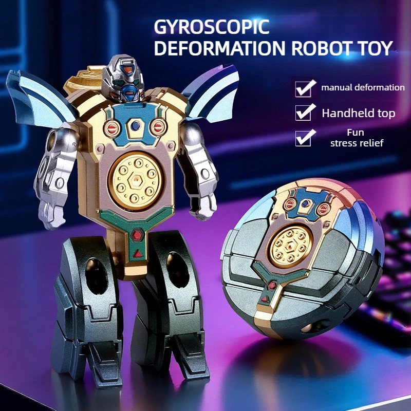 1pc Transforming Finger Gyro and Mecha Robot Fidget Toys with Elastic Sensory Play Durable Plastic Gift for Birthday Party Fun