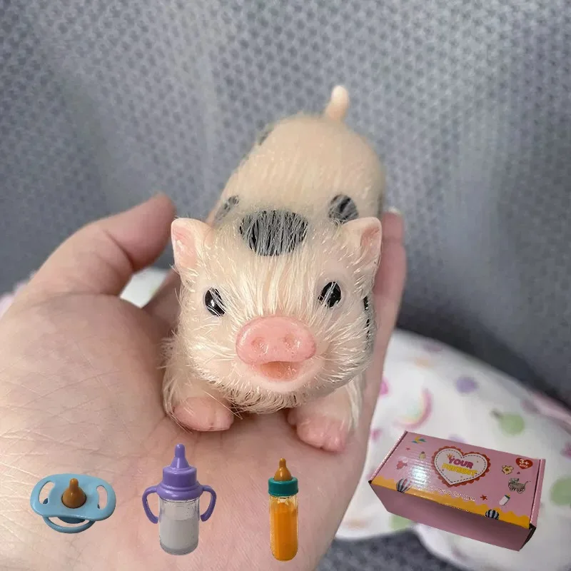 

5-дюймовый силиконовый поросенок, мягкие милые мини-реалистичные животные с аксессуарами, реалистичная кукла Reborn для новорожденных, декомпрессионная игрушка в подарок