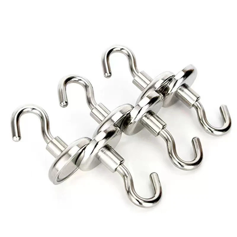 8PCS Strong Neodymium Magnetic Hook Sucker Metal 12kg 5Pounds Diameter 20mm Magnets Quick Hook Shelf Ring For Home Kitchen