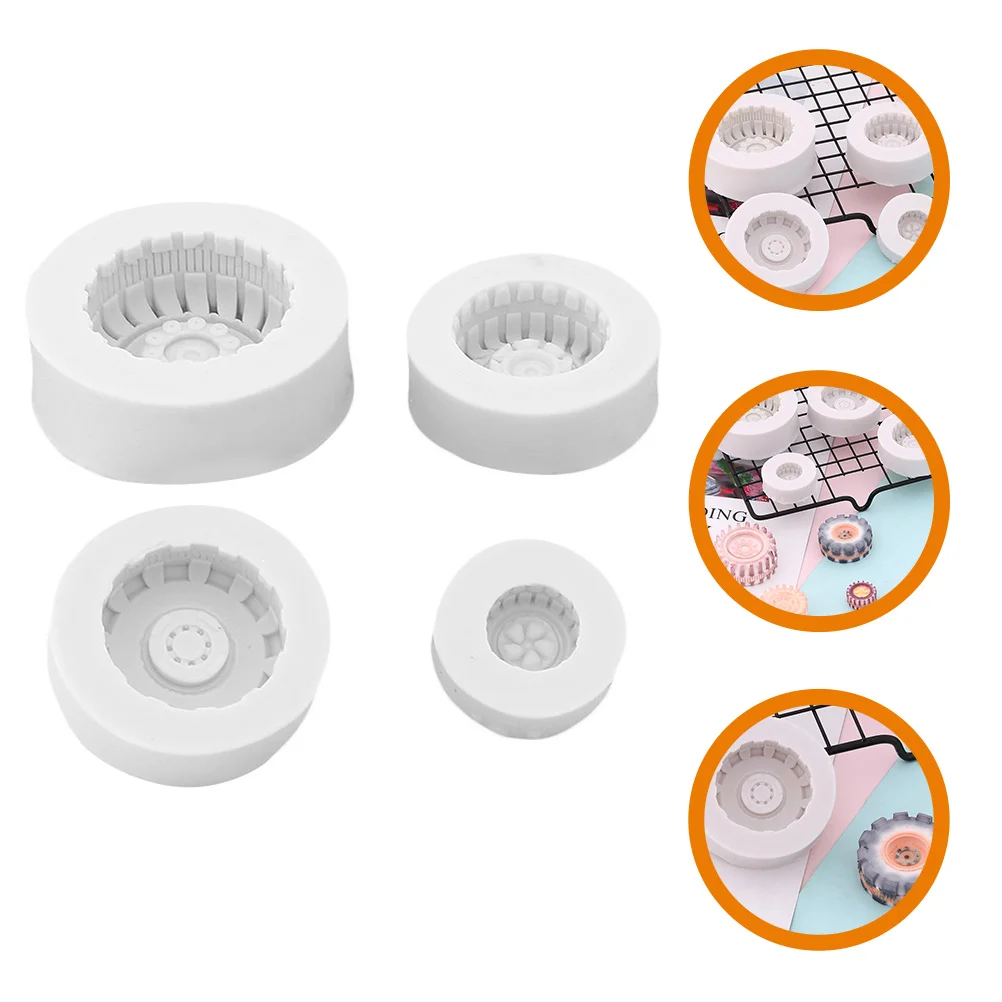 

4 PCS Cookie Molds Cute Cartoon Bear Silicone Gum Paste Making Cake Round Tire Molding Baking Fondant Chocolate DIY