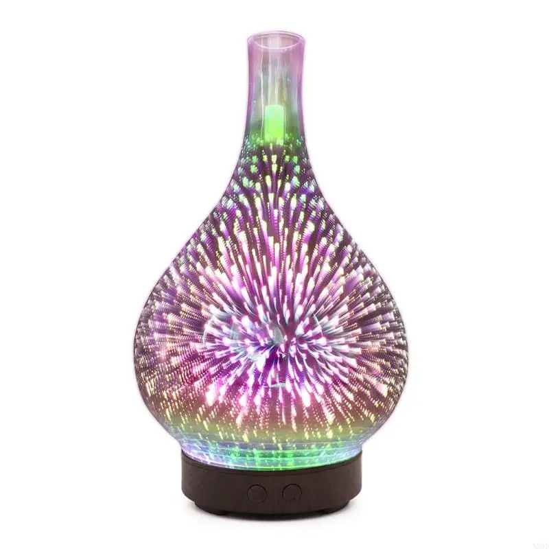 Bộ khuếch tán tinh dầu làm ẩm bộ lọc 100ml Glass Displicers 7 màu đèn LED Thay đổi cho văn phòng phòng ngủ tại nhà N58D