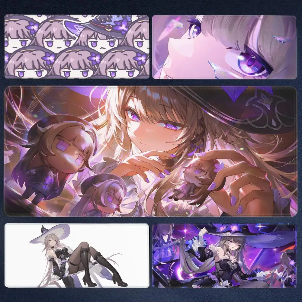 

Mouse Pad Laptop Gaming Accessories Desk Mat Anime Magic Girl Herta Mousepad PC Honkai Star Rail Purple Keyboard Pad Mouse Mat