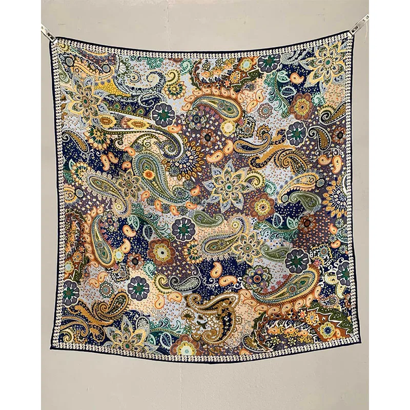 ผ้าพันคอสไตล์ชาติพันธุ์ลายเพสลีย์สำหรับผู้หญิง - ผ้าขนสัตว์ 70% และผ้าไหม 30% คุณภาพสูง ทันสมัย และให้ความอบอุ่น ขนาด 65*65 ซม.