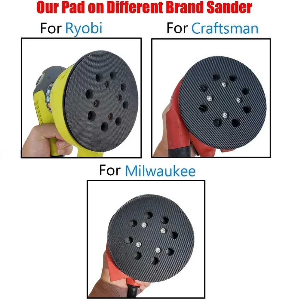 

Practical Outdoor Backing Pad Orbit Sander 5inch/125mm 8 Holes Accessories Black Workshop 1 Pc Easy Installation