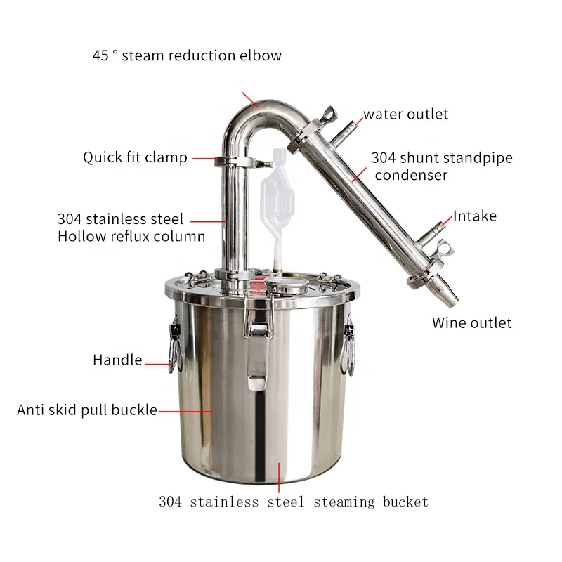 20L 304 stainless steel distiller household distilled water machine Apple brandy equipment to make rosemary hydrosol machine