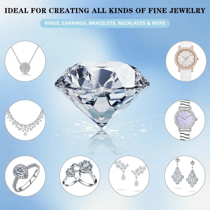 1.0ct/Pack Moissanite Loose Stone Brilliant Round Cut D Color 0.7mm-3.0mm Full Sizes Pass Diamond for DIY Charms Jewelry Making